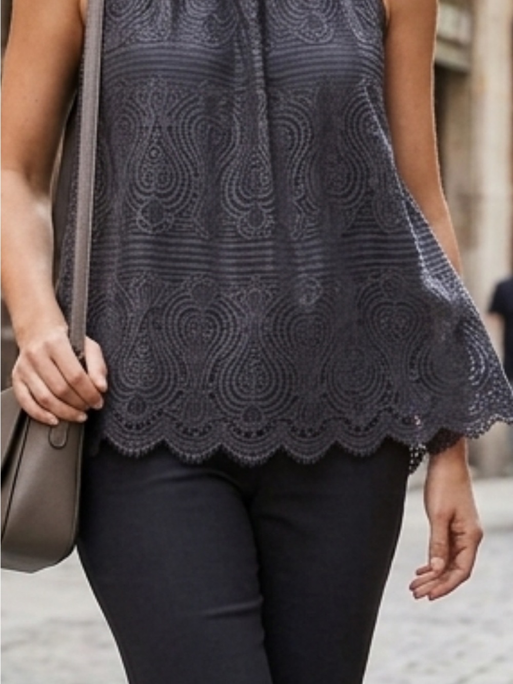 LOFT blue Scalloped Lace Camisole